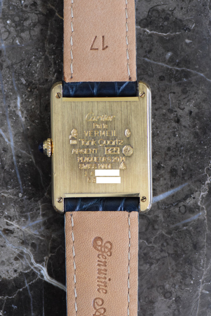 廃盤マスト ドゥ カルティエ タンク　ユニセックス ヴィンテージウォッチ オパランインデックス LMサイズ 純銀に18Kヴェルメイユ