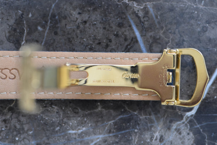 廃盤マスト ドゥ カルティエ タンク　ユニセックス ヴィンテージウォッチ オパランインデックス LMサイズ 純銀に18Kヴェルメイユ