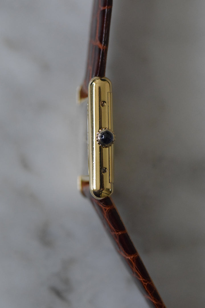 【廃盤】マストタンク ブラウンダイヤル SMサイズ手巻き純銀に18Kヴェルメイユ腕時計