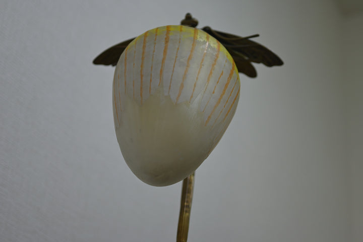 【保証書/箱付き】ドーム兄弟（ドームナンシー）トンボの装飾が描かれているアンティークテーブルランプ