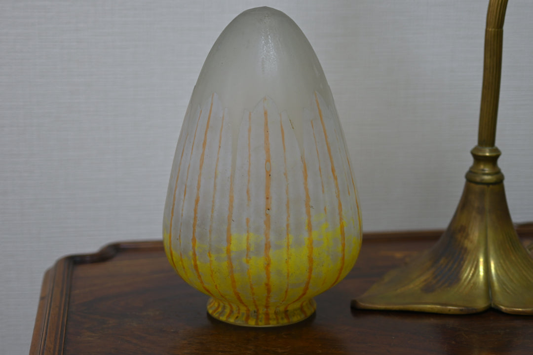 【保証書/箱付き】ドーム兄弟（ドームナンシー）トンボの装飾が描かれているアンティークテーブルランプ