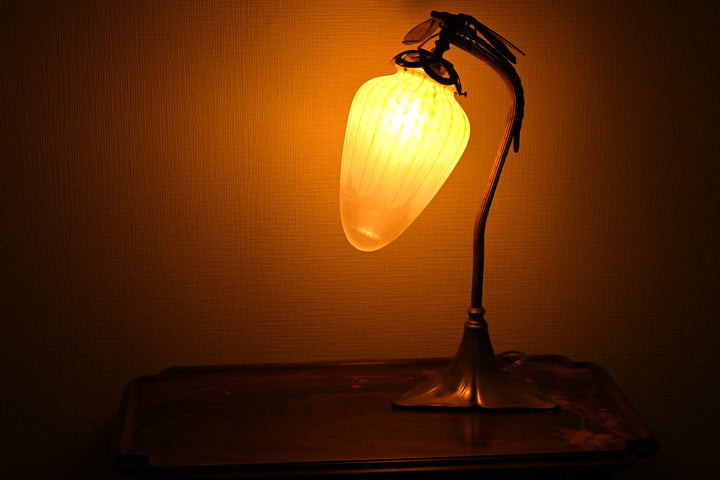 【保証書/箱付き】ドーム兄弟（ドームナンシー）トンボの装飾が描かれているアンティークテーブルランプ