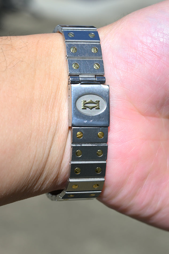 カルティエ　サントスカレ/ガルべLMサイズ バーガンディ（ワインレッド）文字盤 ステンレス x ゴールドコンビ自動巻モデル  Ref.2961　