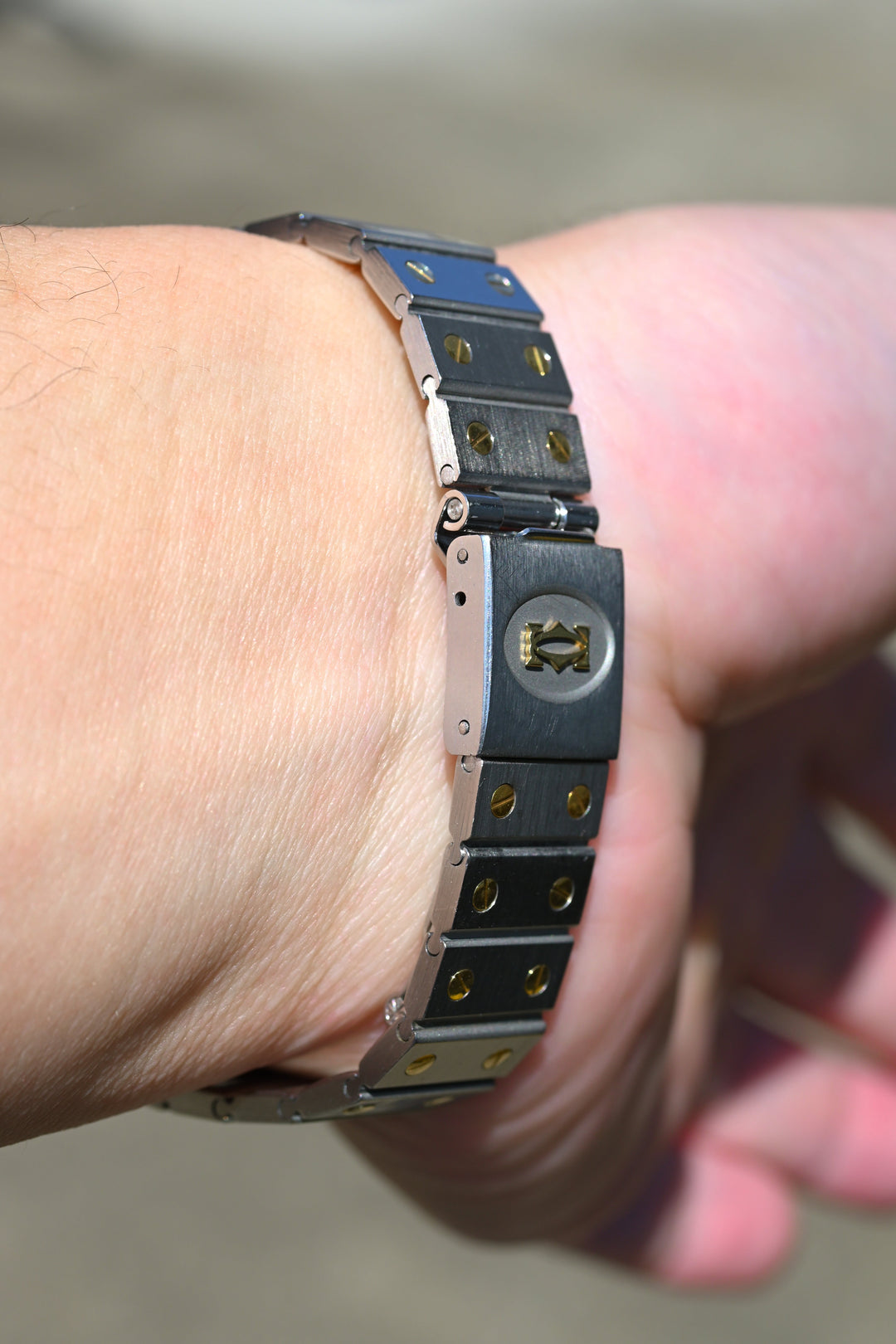 カルティエ　サントスカレ/ガルべLMサイズ バーガンディ（ワインレッド）文字盤 ステンレス x ゴールドコンビ自動巻モデル  Ref.2961　