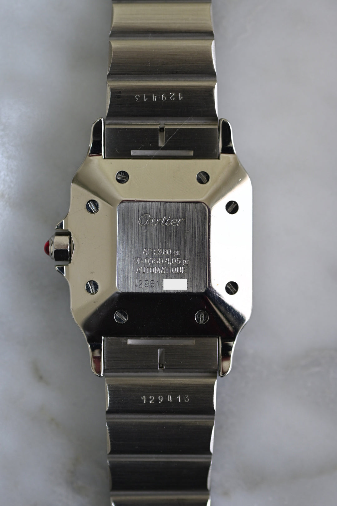 カルティエ　サントスカレ/ガルべLMサイズ バーガンディ（ワインレッド）文字盤 ステンレス x ゴールドコンビ自動巻モデル  Ref.2961　
