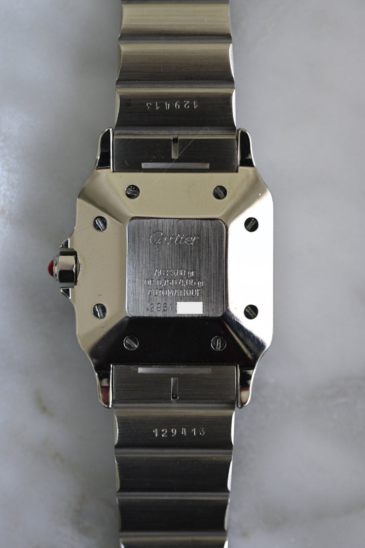 カルティエ　サントスカレ/ガルべLMサイズ バーガンディ（ワインレッド）文字盤 ステンレス x ゴールドコンビ自動巻モデル  Ref.2961　
