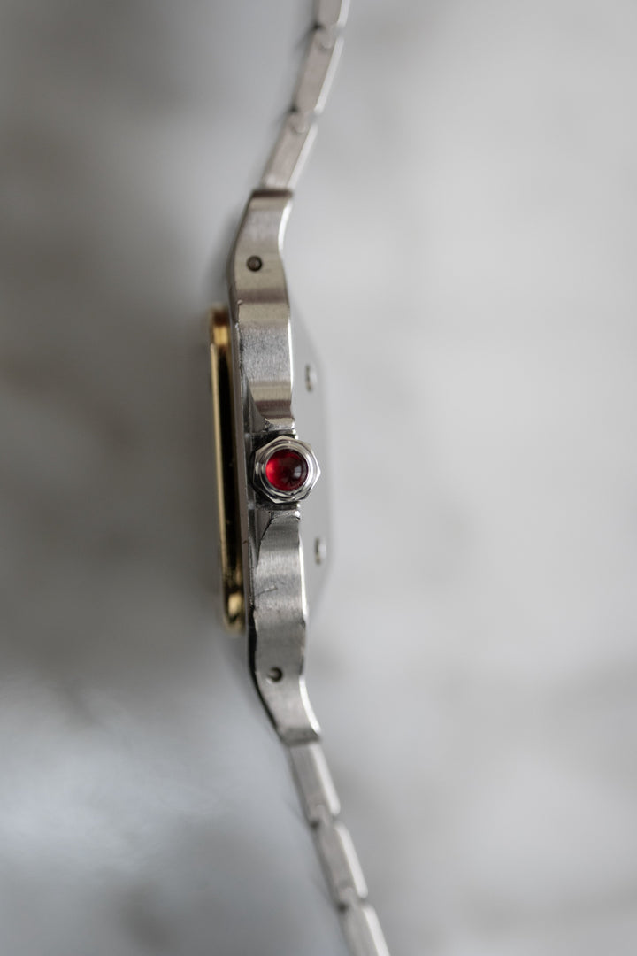 カルティエ　サントスカレ/ガルべLMサイズ バーガンディ（ワインレッド）文字盤 ステンレス x ゴールドコンビ自動巻モデル  Ref.2961　