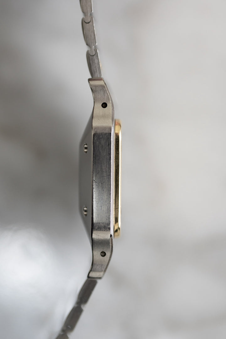 カルティエ　サントスカレ/ガルべLMサイズ バーガンディ（ワインレッド）文字盤 ステンレス x ゴールドコンビ自動巻モデル  Ref.2961　