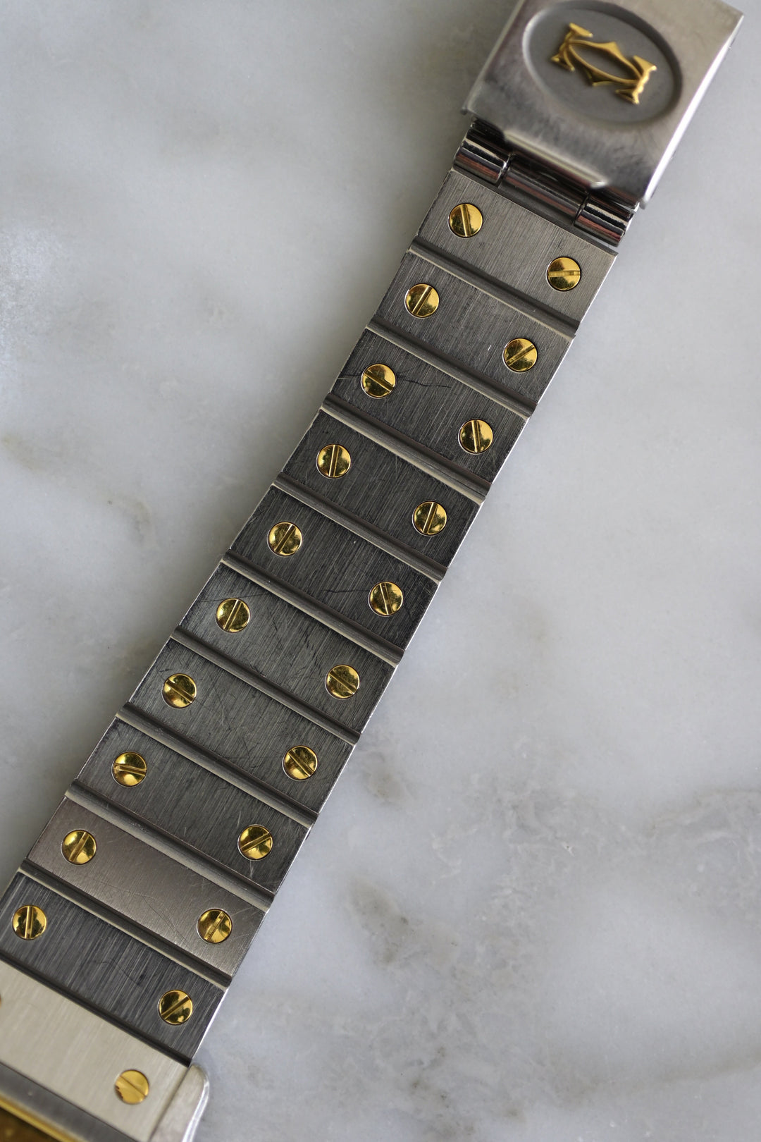 カルティエ　サントスカレ/ガルべLMサイズ バーガンディ（ワインレッド）文字盤 ステンレス x ゴールドコンビ自動巻モデル  Ref.2961　