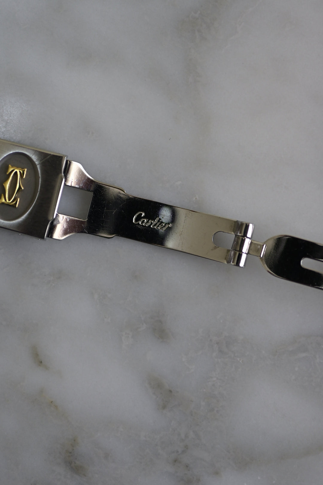 カルティエ　サントスカレ/ガルべLMサイズ バーガンディ（ワインレッド）文字盤 ステンレス x ゴールドコンビ自動巻モデル  Ref.2961　