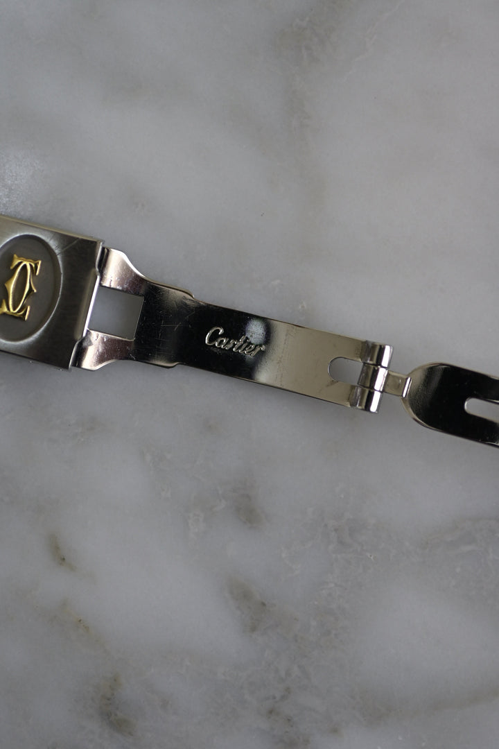 カルティエ　サントスカレ/ガルべLMサイズ バーガンディ（ワインレッド）文字盤 ステンレス x ゴールドコンビ自動巻モデル  Ref.2961　