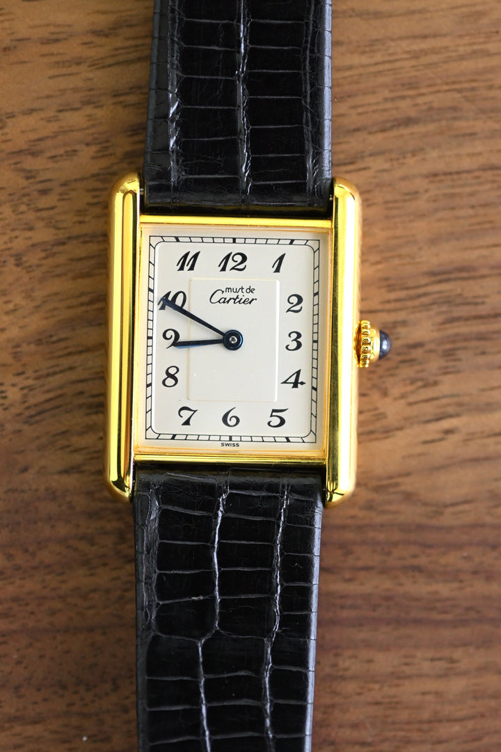 廃盤マスト ドゥ カルティエ タンク　ユニセックス ヴィンテージウォッチ ブレゲ数字 LMサイズ 純銀に18Kヴェルメイユ