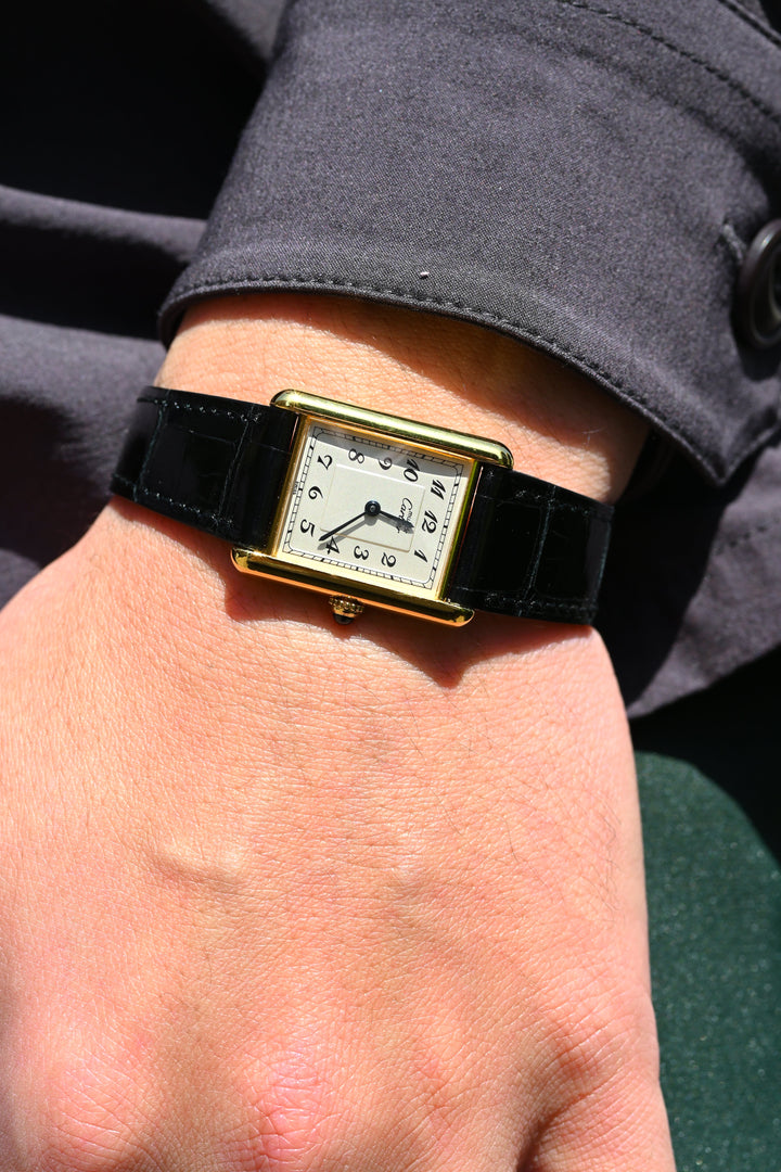 廃盤マスト ドゥ カルティエ タンク　ユニセックス ヴィンテージウォッチ ブレゲ数字 LMサイズ 純銀に18Kヴェルメイユ