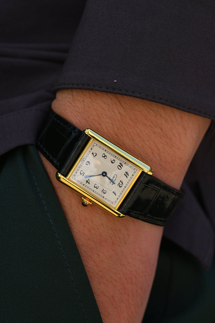 廃盤マスト ドゥ カルティエ タンク　ユニセックス ヴィンテージウォッチ ブレゲ数字 LMサイズ 純銀に18Kヴェルメイユ