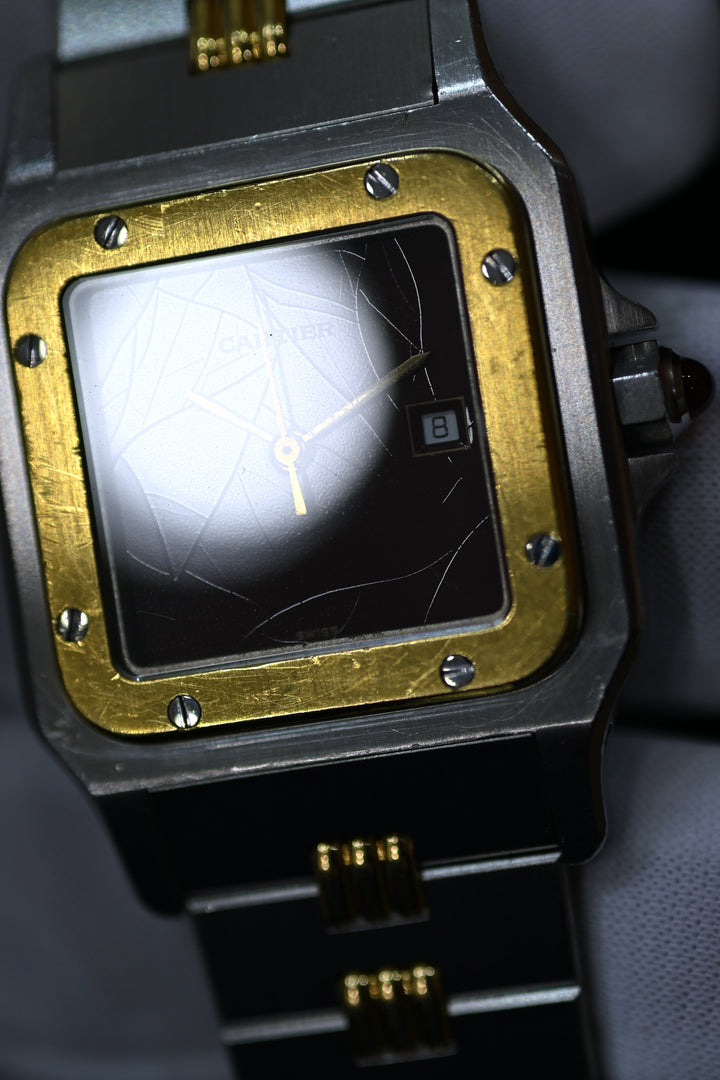 カルティエ　ゴドロンブレス　サントスカレ/ガルべLMサイズ バーガンディ（ワインレッド/ボルドー）文字盤 ステンレス x ゴールドコンビ自動巻モデル  Ref.2961