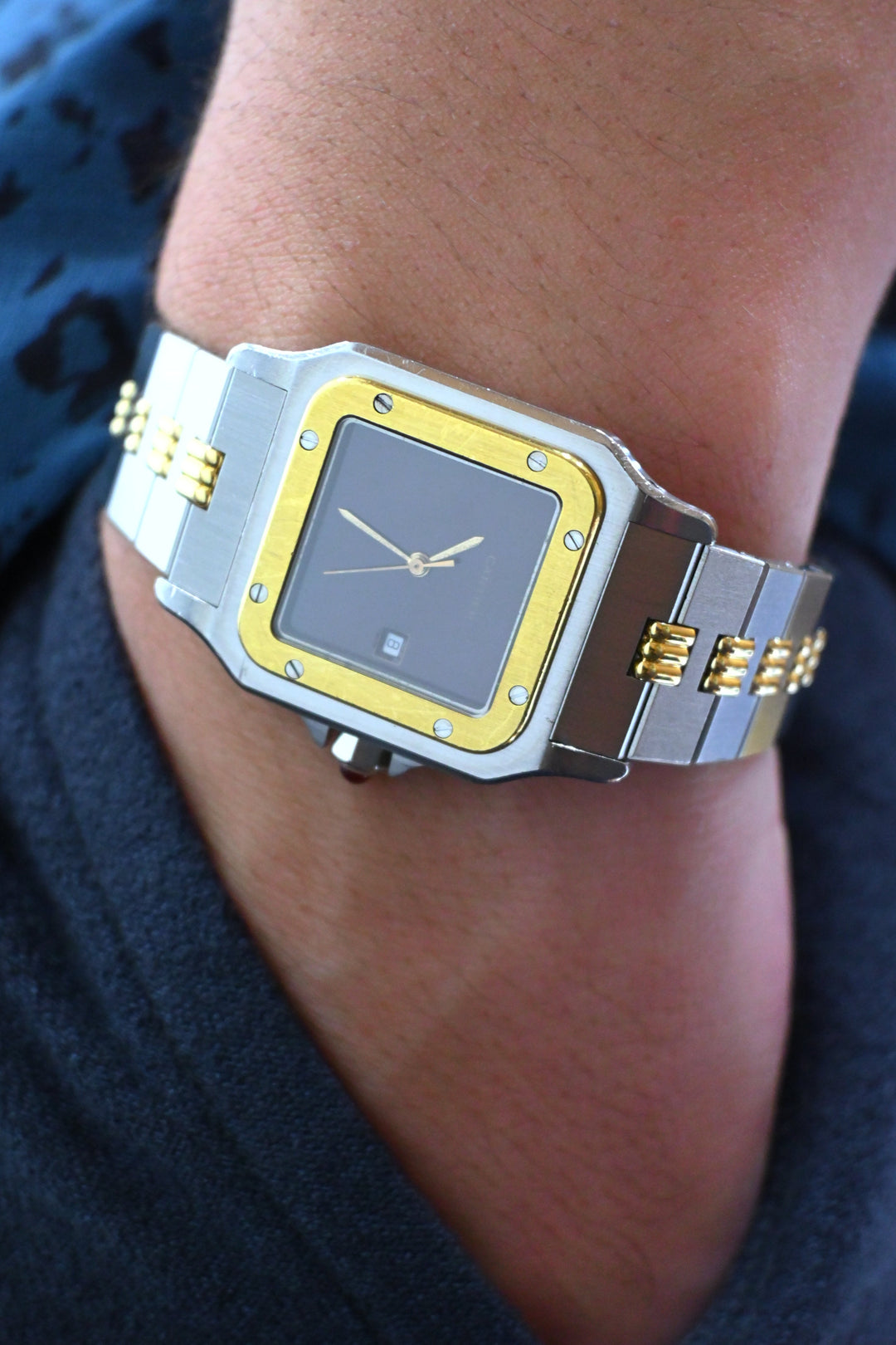 カルティエ　ゴドロンブレス　サントスカレ/ガルべLMサイズ バーガンディ（ワインレッド/ボルドー）文字盤 ステンレス x ゴールドコンビ自動巻モデル  Ref.2961