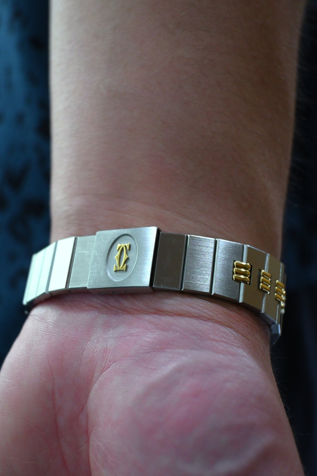 カルティエ　ゴドロンブレス　サントスカレ/ガルべLMサイズ バーガンディ（ワインレッド/ボルドー）文字盤 ステンレス x ゴールドコンビ自動巻モデル  Ref.2961