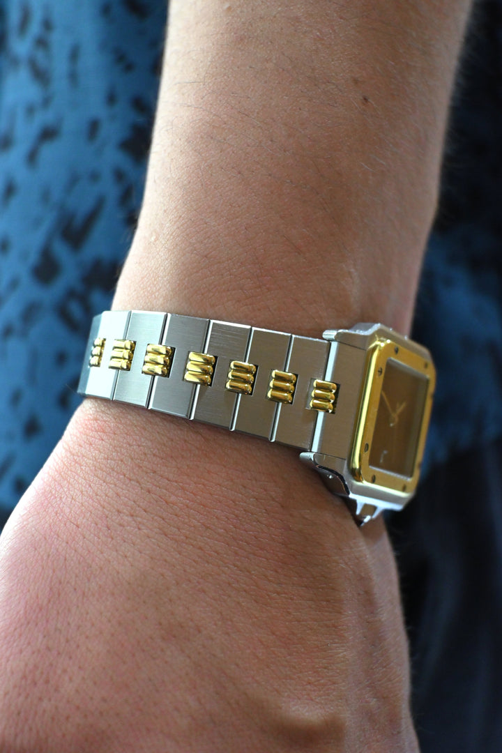 カルティエ　ゴドロンブレス　サントスカレ/ガルべLMサイズ バーガンディ（ワインレッド/ボルドー）文字盤 ステンレス x ゴールドコンビ自動巻モデル  Ref.2961