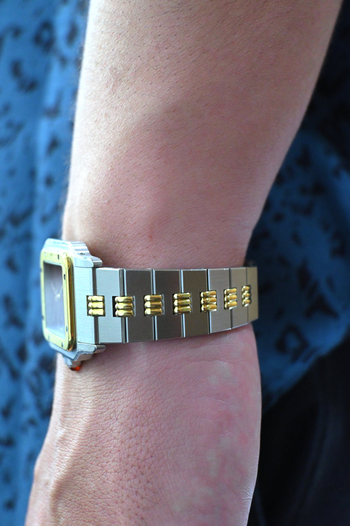 カルティエ　ゴドロンブレス　サントスカレ/ガルべLMサイズ バーガンディ（ワインレッド/ボルドー）文字盤 ステンレス x ゴールドコンビ自動巻モデル  Ref.2961