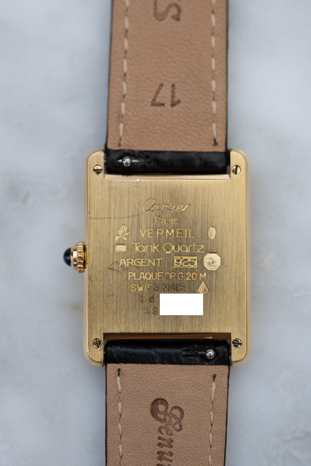 【保証書付】廃盤マスト ドゥ カルティエ タンク　ユニセックス ヴィンテージウォッチ 飛びアラビア LMサイズ 純銀に18Kヴェルメイユ