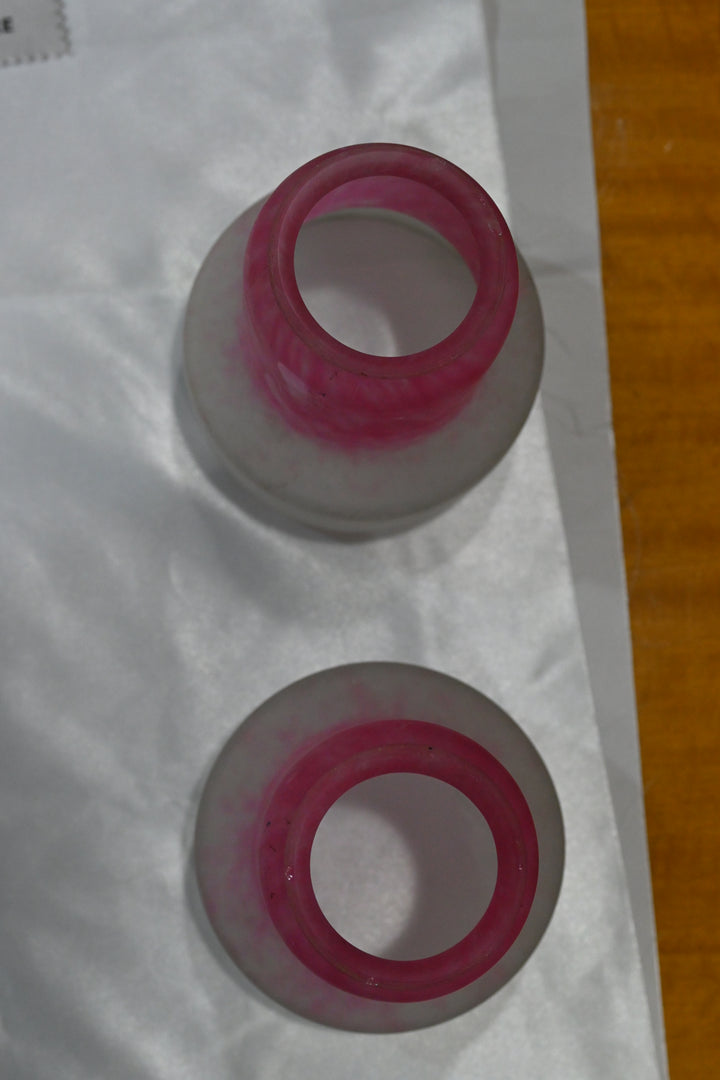 ミューラー兄弟　アールデコ期 ピンクシェードの双頭アンティークテーブルランプ