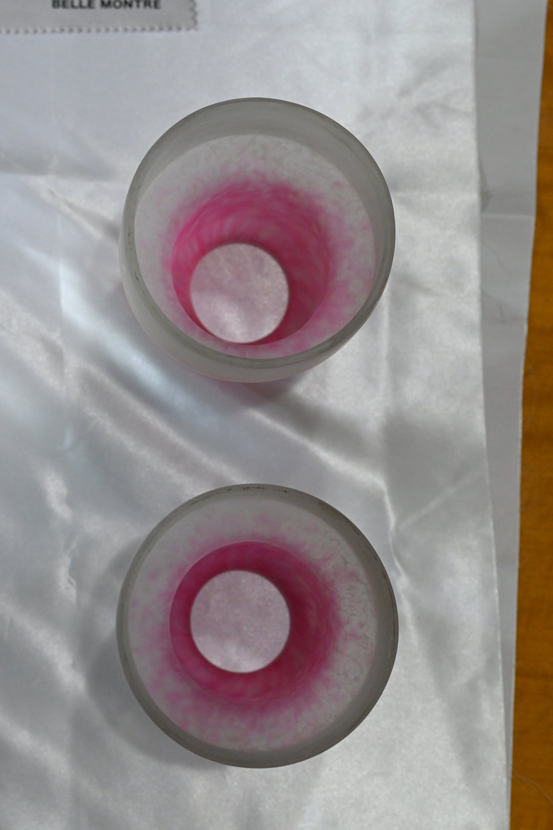 ミューラー兄弟　アールデコ期 ピンクシェードの双頭アンティークテーブルランプ