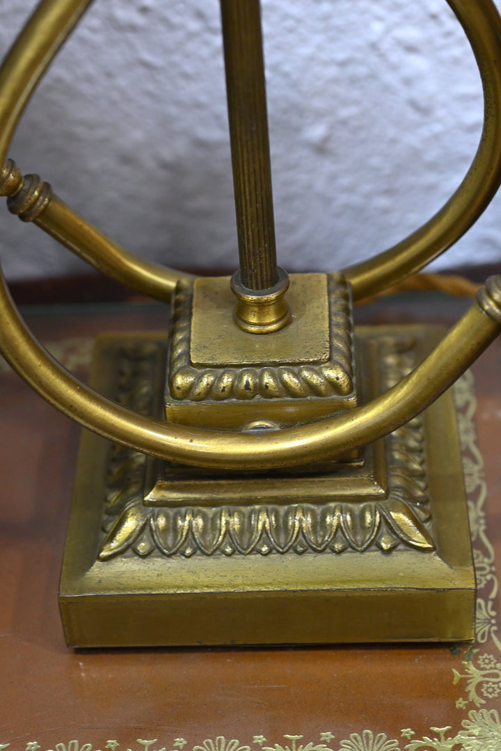 ミューラー兄弟　アールデコ期 ピンクシェードの双頭アンティークテーブルランプ