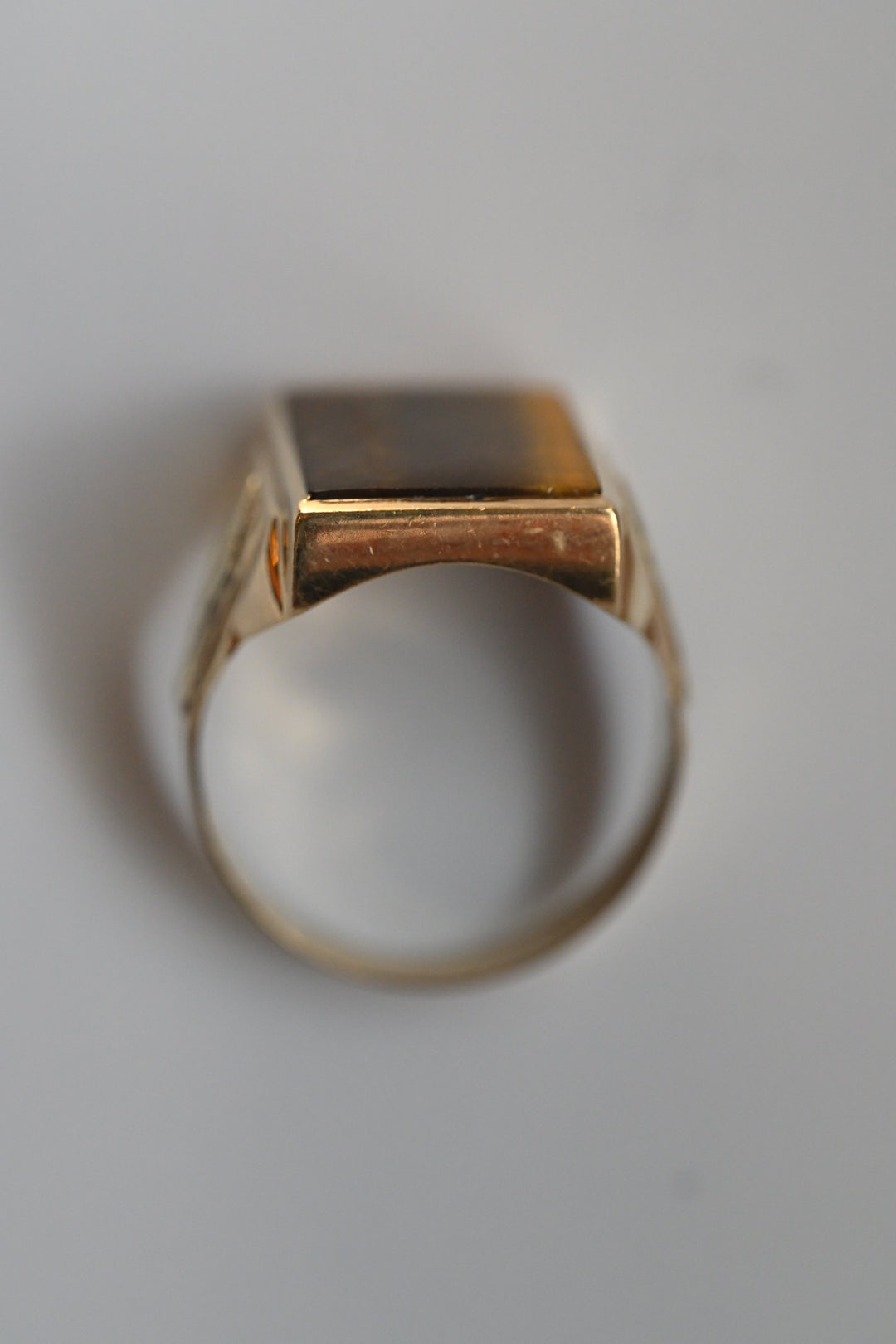 10K 1936年製 タイガーアイ ＆ 2カラーゴールド・リング