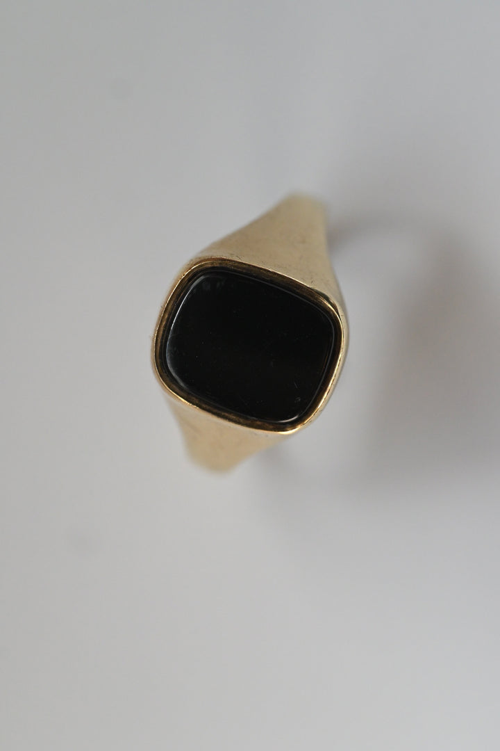 英国ヴィンテージ 9Kゴールド×オニキス・シグネットリング