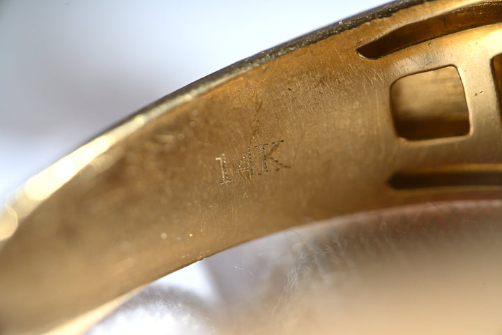 14K 6.70g オニキス ＆ ダイヤモンド・スラッシュリング