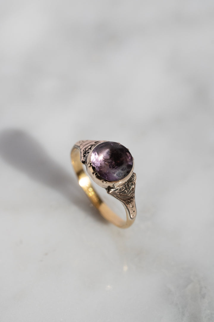 【18世紀・ジョージアン】稀少 18K/9K ゴールド 天然アメジストリング