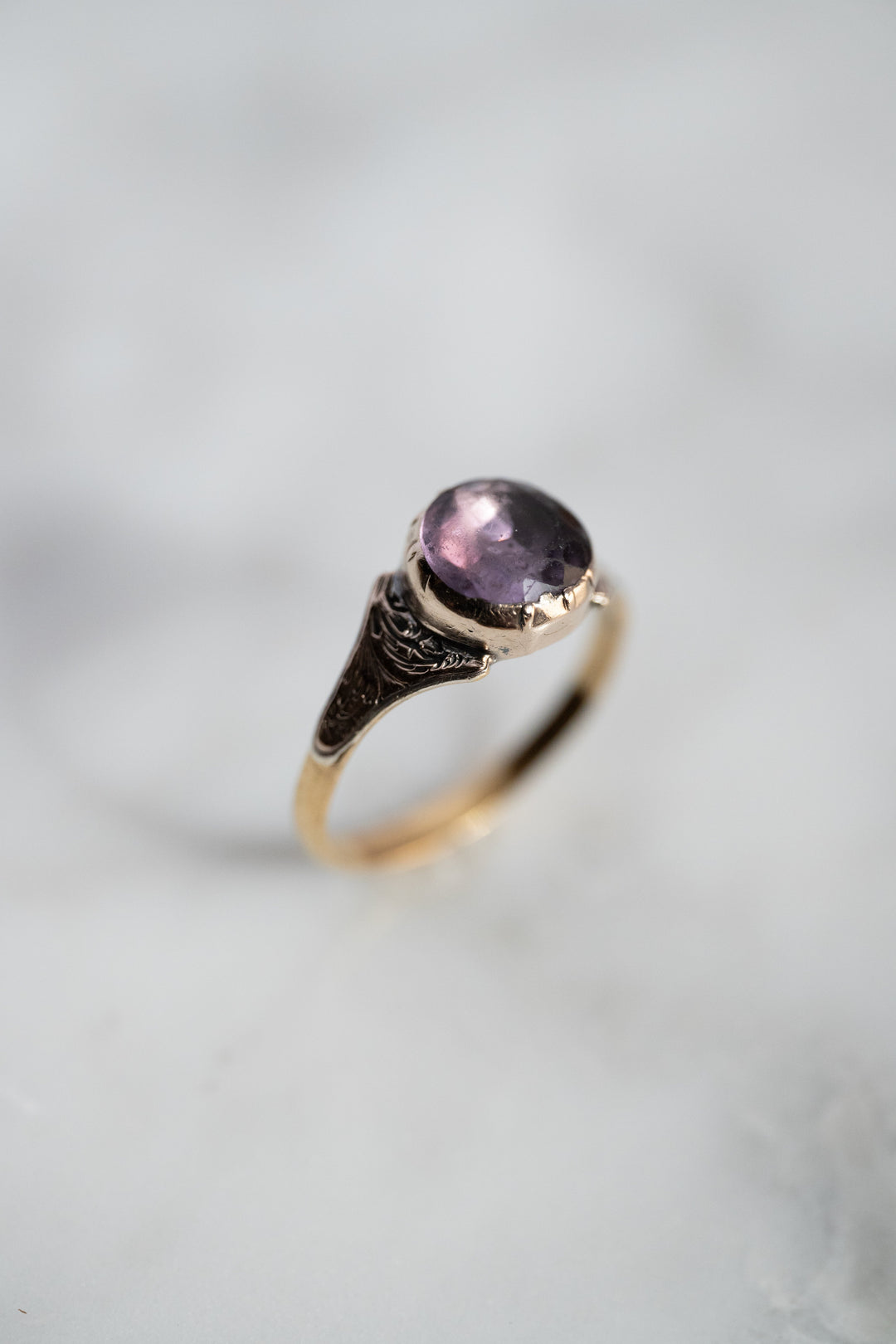 【18世紀・ジョージアン】稀少 18K/9K ゴールド 天然アメジストリング