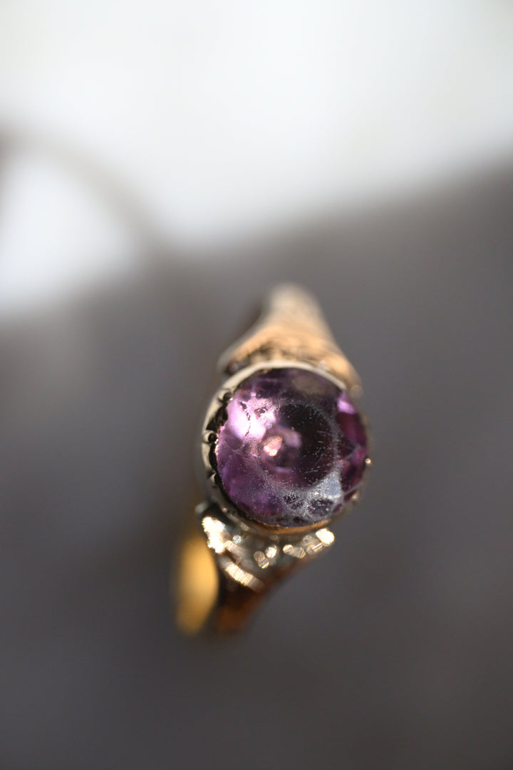 【18世紀・ジョージアン】稀少 18K/9K ゴールド 天然アメジストリング