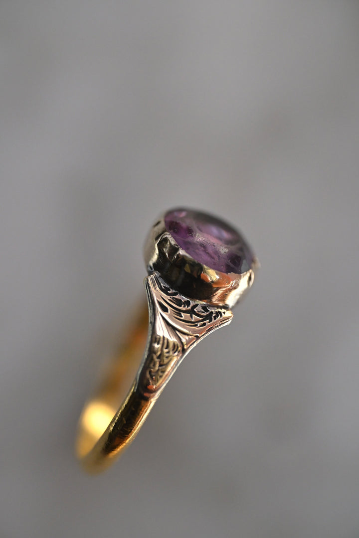 【18世紀・ジョージアン】稀少 18K/9K ゴールド 天然アメジストリング