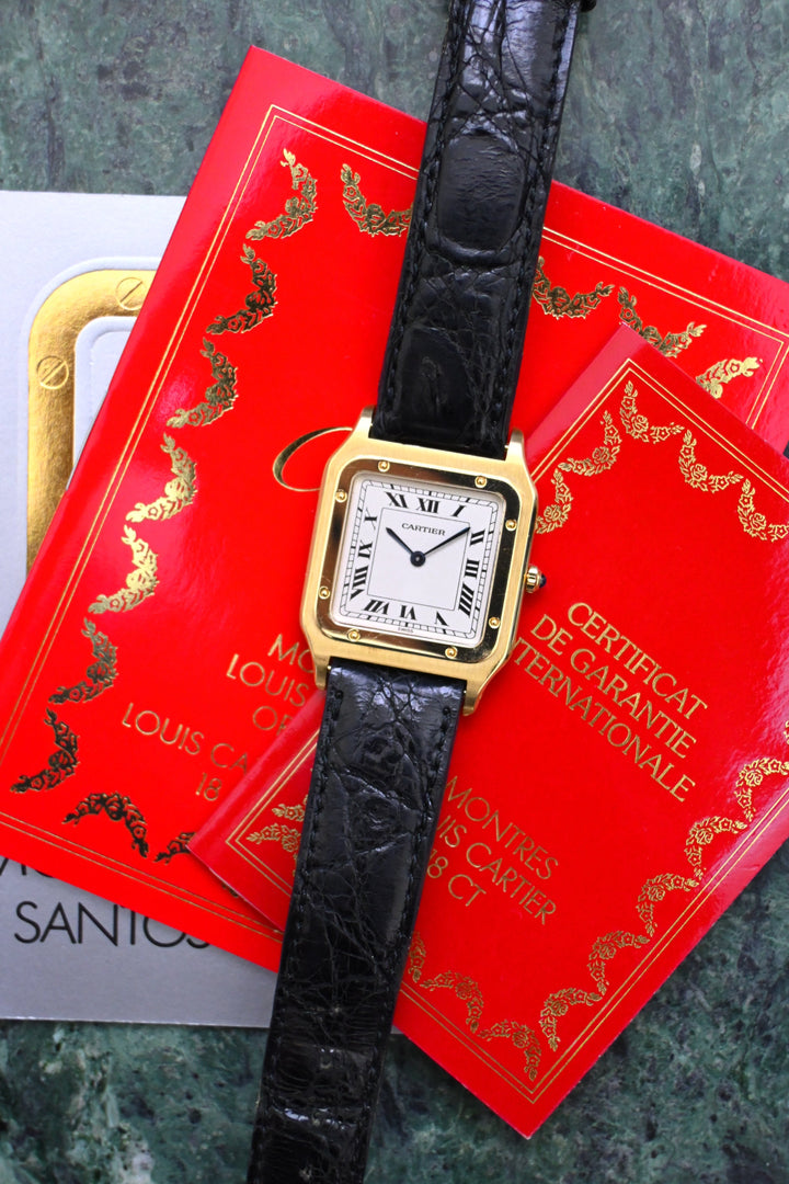 【保証書】CARTIER サントスデュモン LMサイズ エクストラフラット 18KYG Ref.821054