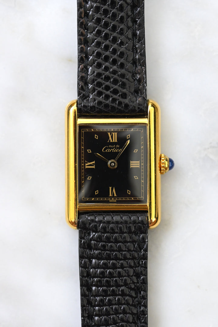 CARTIER カルティエ マストタンク ブラックダイヤル SMサイズ クォーツ