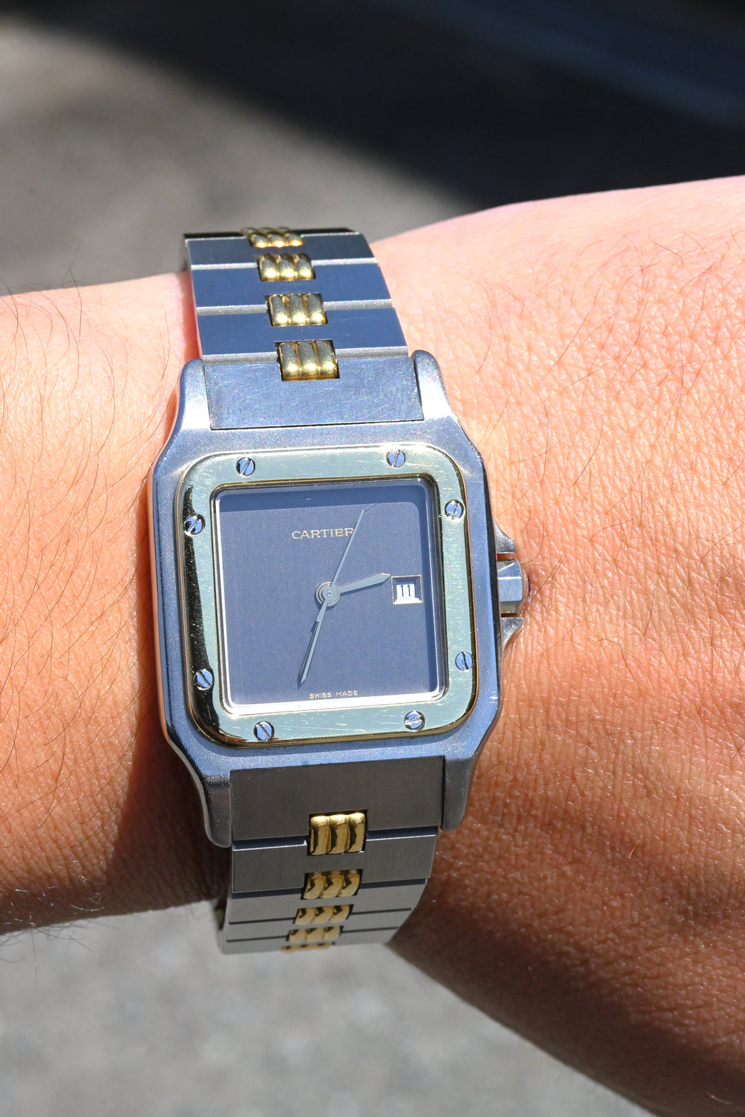 CARTIER カルティエ サントスカレ LMサイズ グレーダイヤル ゴースト コンビモデル ゴドロンブレス Ref.2961