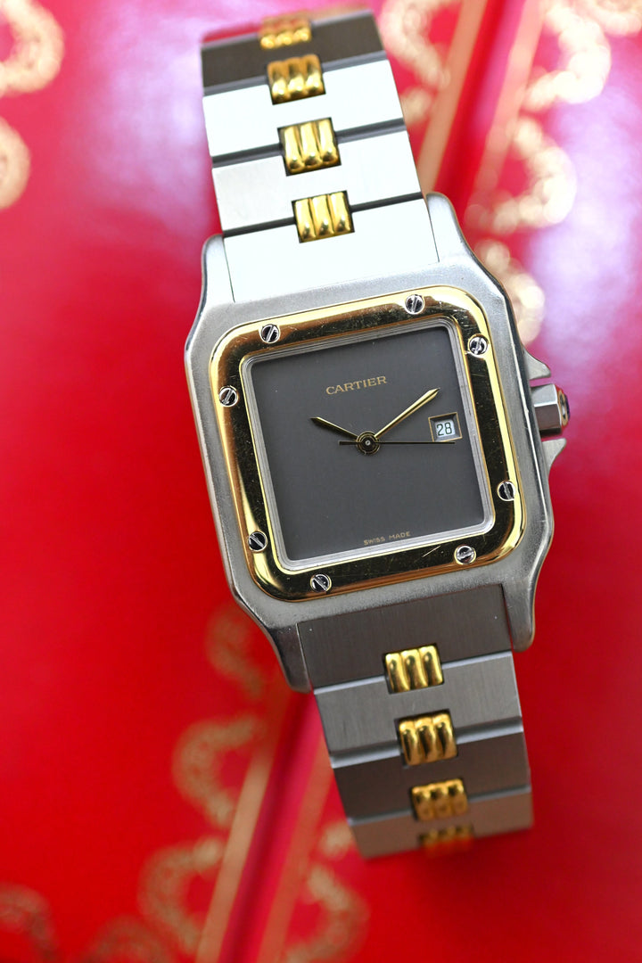 CARTIER カルティエ サントスカレ LMサイズ グレーダイヤル ゴースト コンビモデル ゴドロンブレス Ref.2961