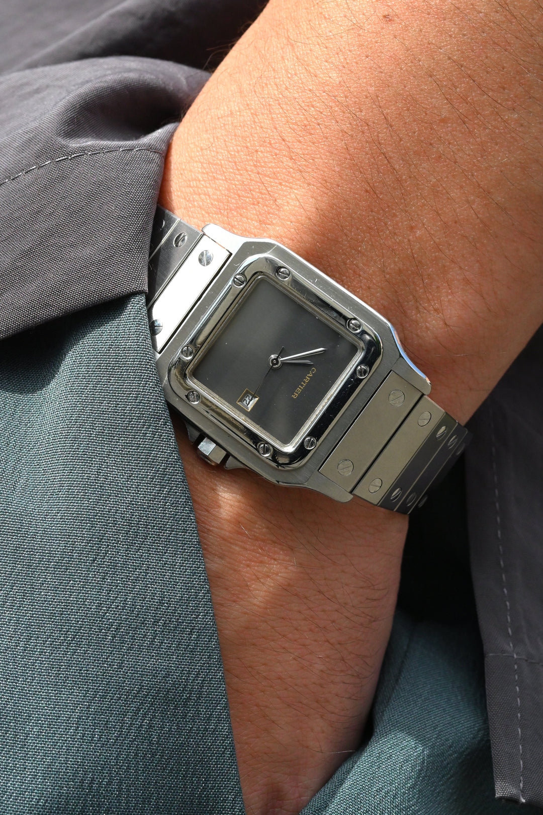 CARTIER カルティエ サントスカレ LMサイズ グレーダイヤル ゴースト ステンレスモデル  Ref.2960