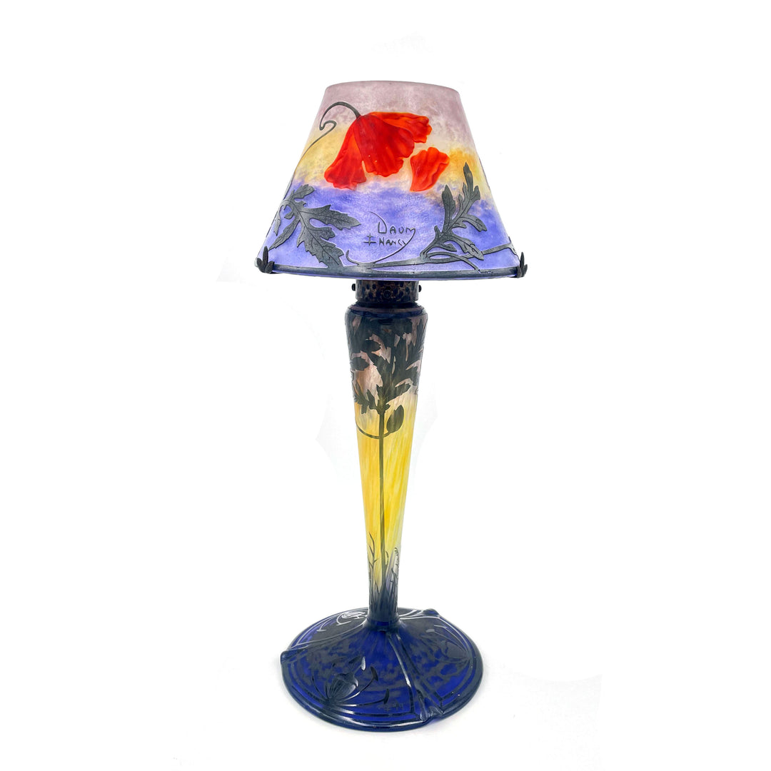 ドーム兄弟（ドームナンシー）ポピーの花と環状の彫刻のランプ