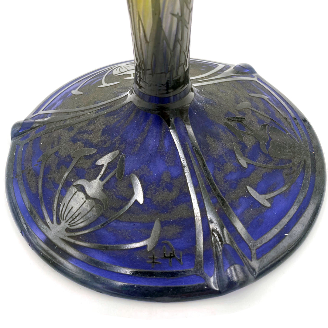 ドーム兄弟（ドームナンシー）ポピーの花と環状の彫刻のランプ