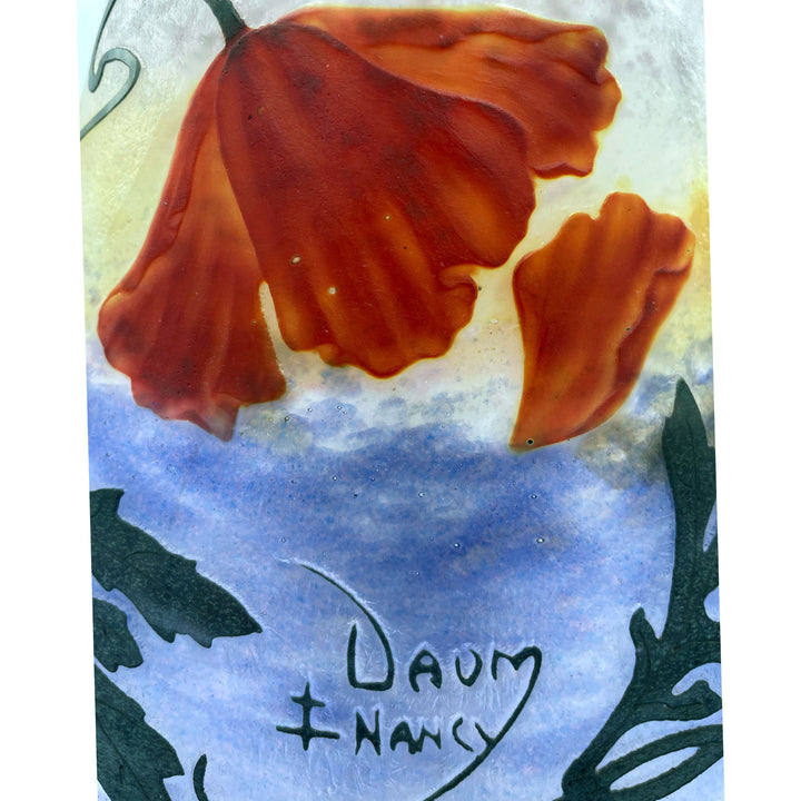 ドーム兄弟（ドームナンシー）ポピーの花と環状の彫刻のランプのサイン