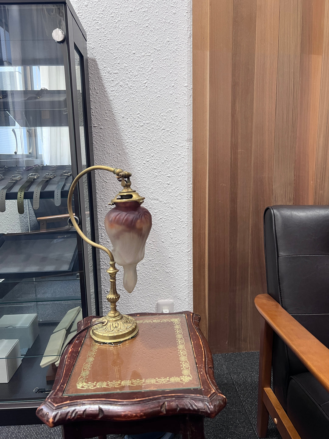 ミューラー兄弟【華鬘草型/ケマンソウ型】のアンティークテーブルランプ アールヌーボー時代