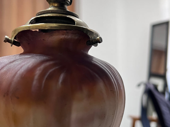 ミューラー兄弟【華鬘草型/ケマンソウ型】のアンティークテーブルランプ アールヌーボー時代