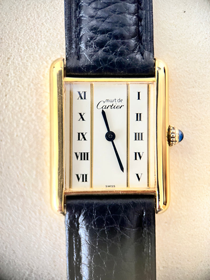 マスト ドゥ カルティエ タンク　ヴィンテージウォッチLMサイズ ストレートローマン スターリングシルバーに18Kヴェルメイユ