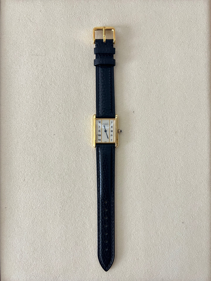 マスト ドゥ カルティエ タンク　ヴィンテージウォッチLMサイズ ストレートローマン スターリングシルバーに18Kヴェルメイユ