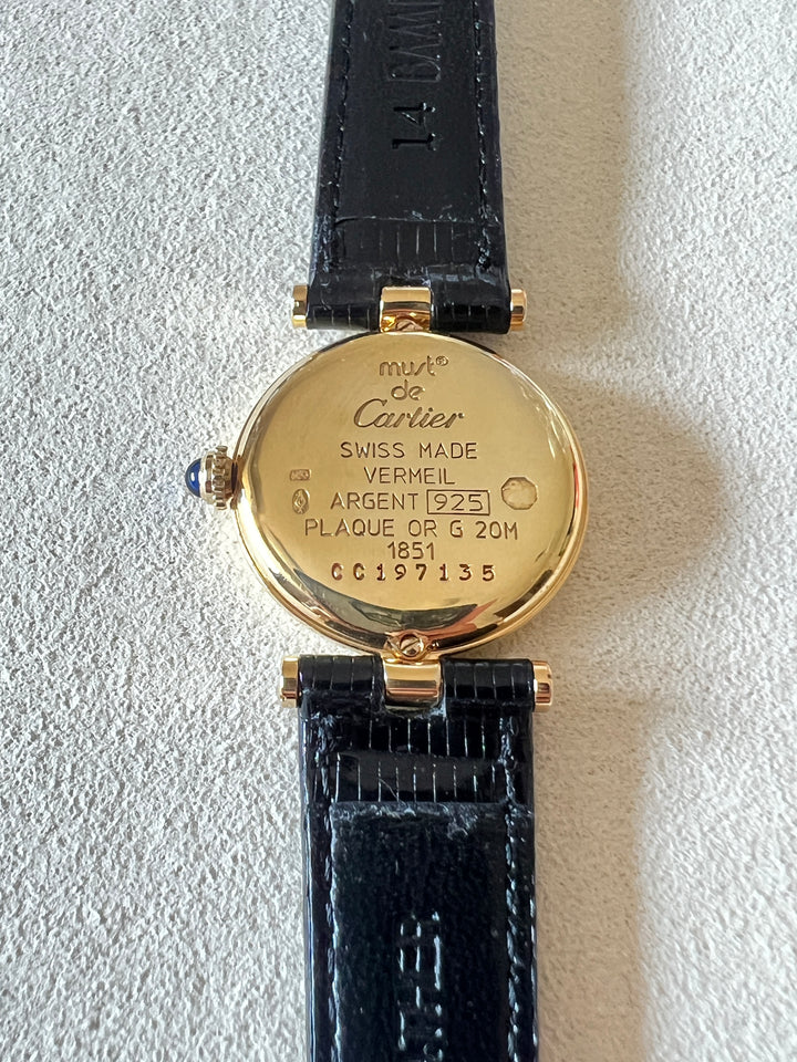 カルティエ腕時計　ヴァンドーム　飛びアラビアインデックス SMサイズ　スターリングシルバーにヴェルメイユ
