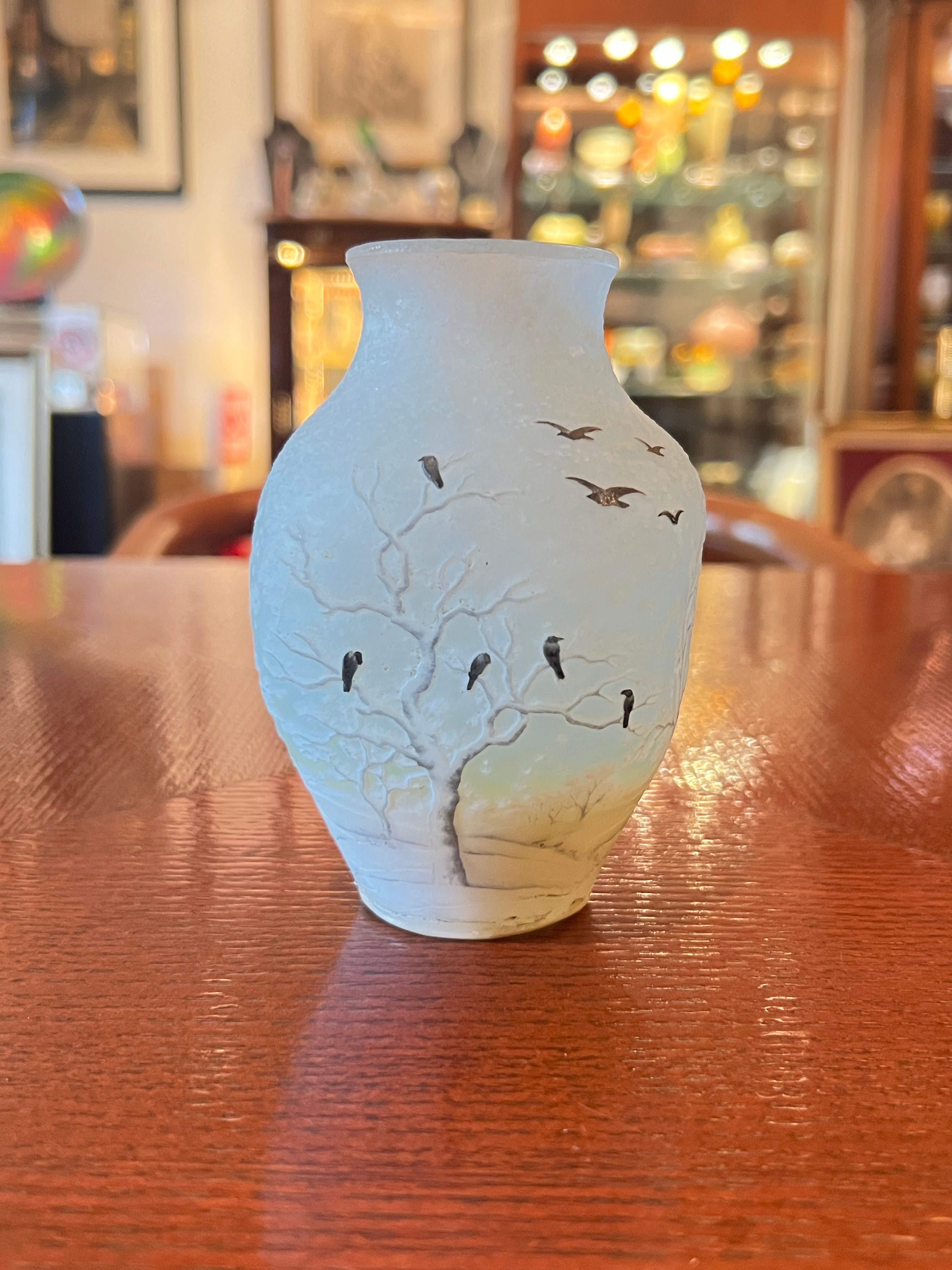 ドーム兄弟（ドームナンシー）雪とカラスの花瓶 – アンティーク