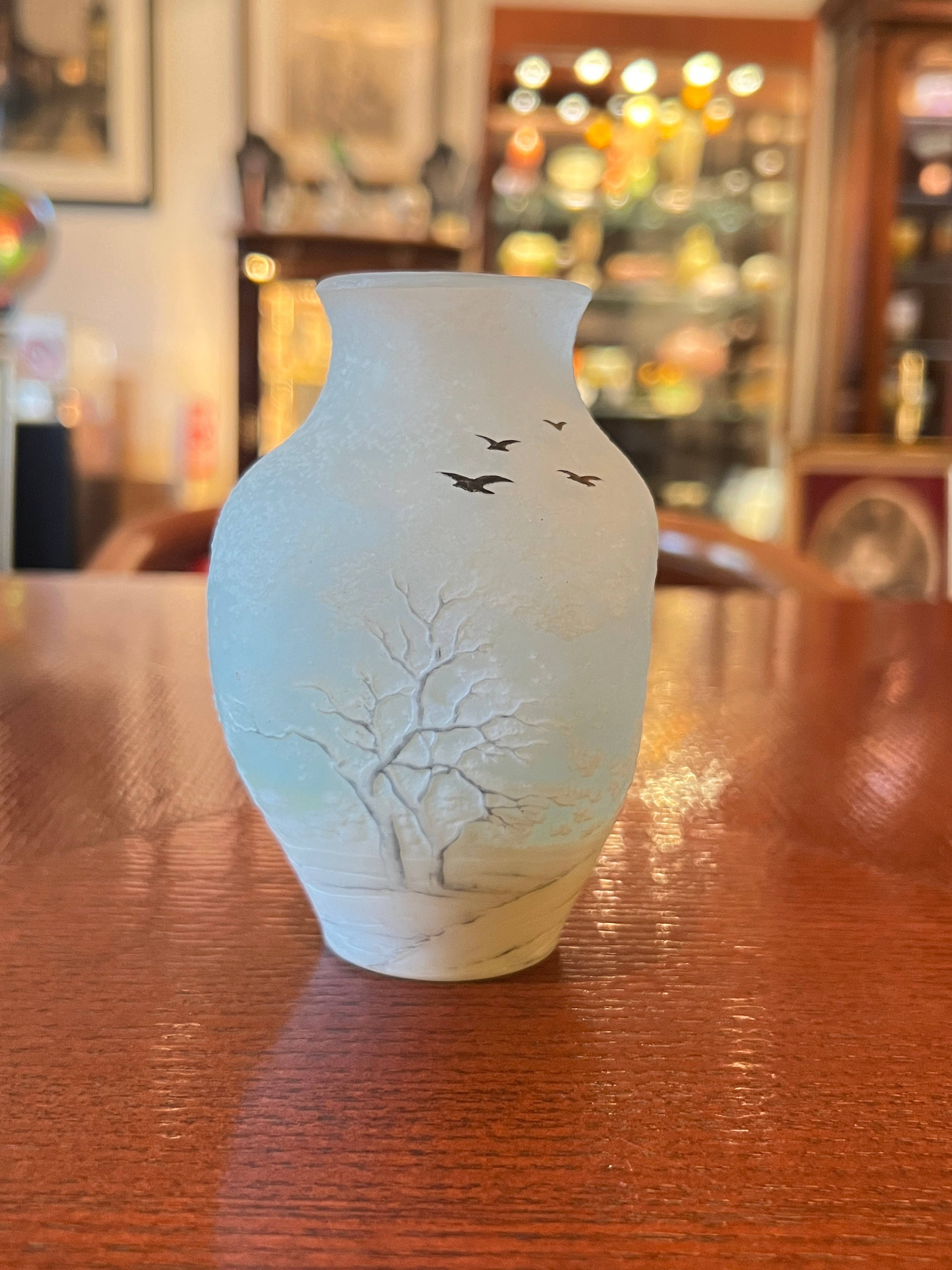 ドーム兄弟（ドームナンシー）雪とカラスの花瓶 – アンティーク