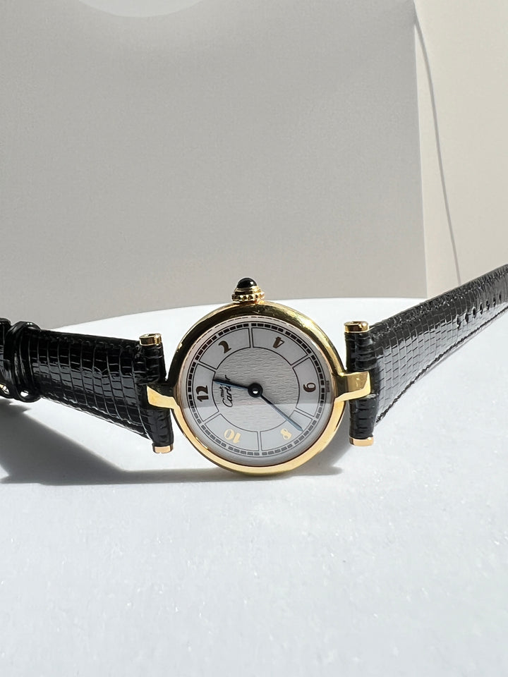 カルティエ腕時計　ヴァンドーム　飛びアラビアインデックス SMサイズ　スターリングシルバーにヴェルメイユ